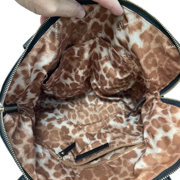 B. Makowsky Womans Black Leather Gold Ware Shoulder Handbag SKU 9423 - Picture 12 of 16